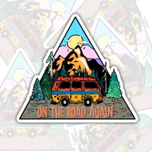 On The Road Again, Camping Life, Travel Life, Waterproof Sticker, Water Bottle Sticker, Kindle Sticker, Laptop Sticker, Valajo Designs