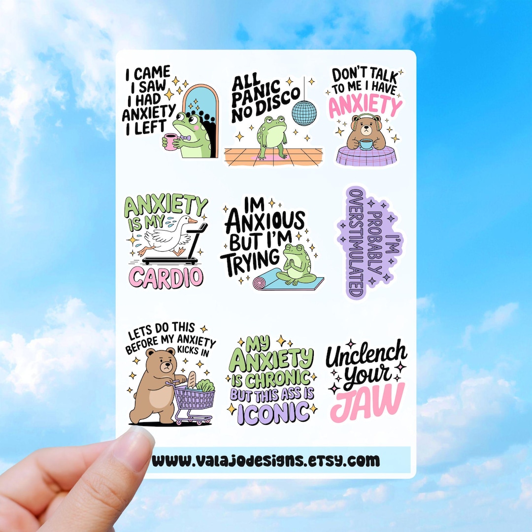 Anxiety Sticker Sheet, Funny Mental Health Meme Decals - Etsy