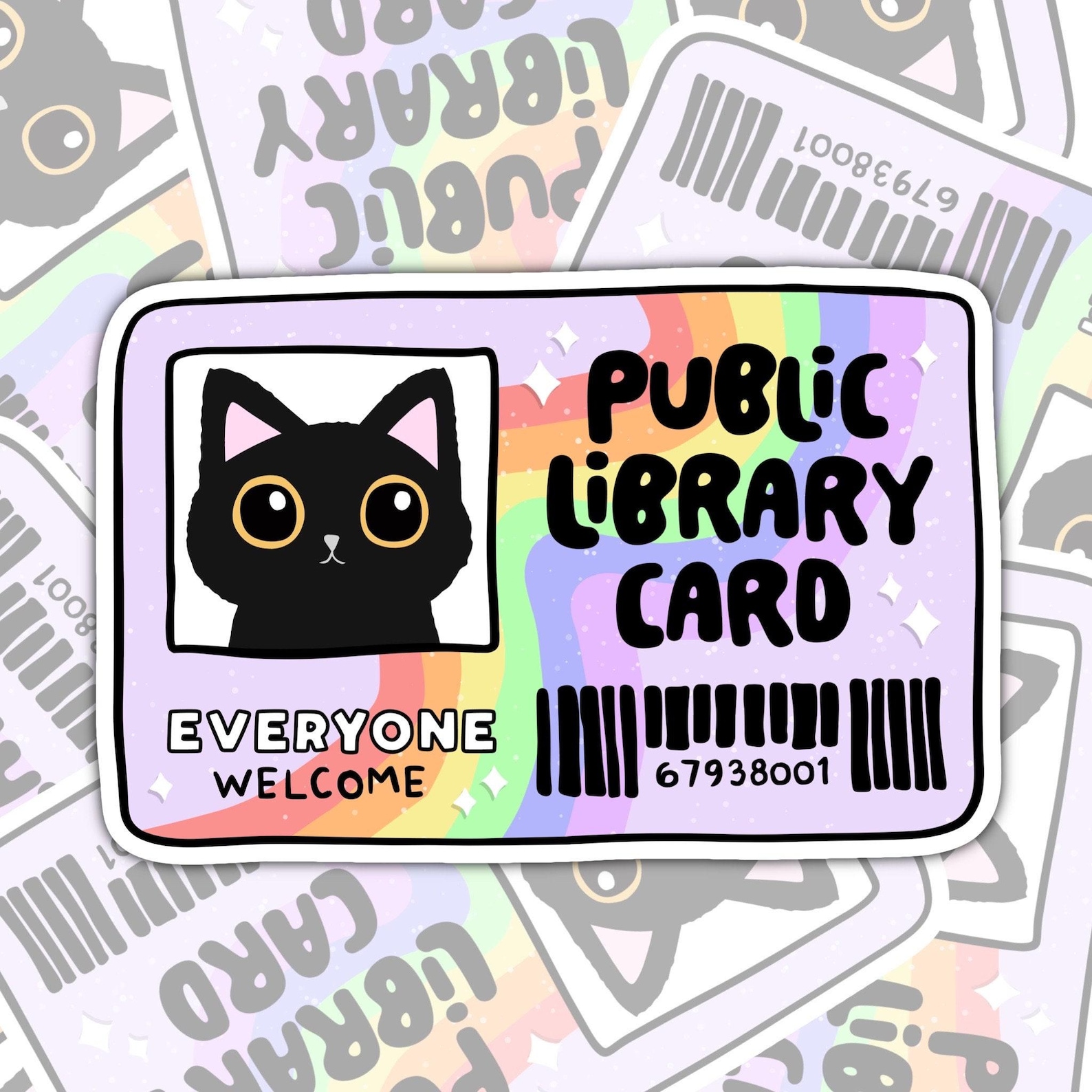 Cat Public Library Card Sticker: Book Lover Gift, Waterproof Vinyl - Etsy