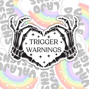 Trigger Warnings Skeleton Hands Waterproof Sticker - Dark Romance Smut