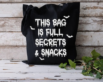 Canvas draagtas Secrets and Snacks, Gothic Halloween-shopper