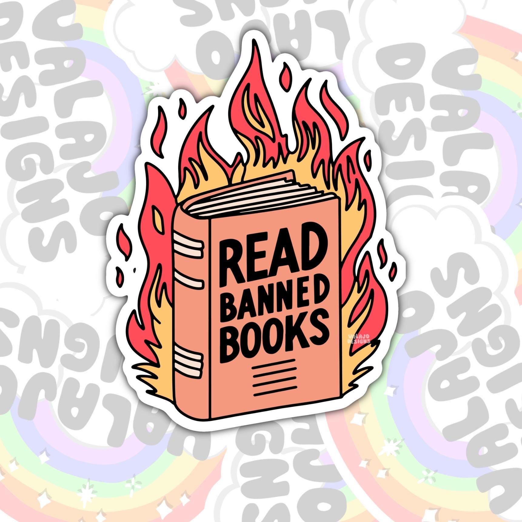 Read Banned Books, Bookish Stickers, Book Lovers, Waterproof Sticker, Water Bottle Sticker, Kindle Sticker, Laptop Sticker, Valajo Designs