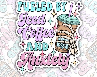 Iced Coffee and Anxiety Sticker: Waterproof Laptop Decal
