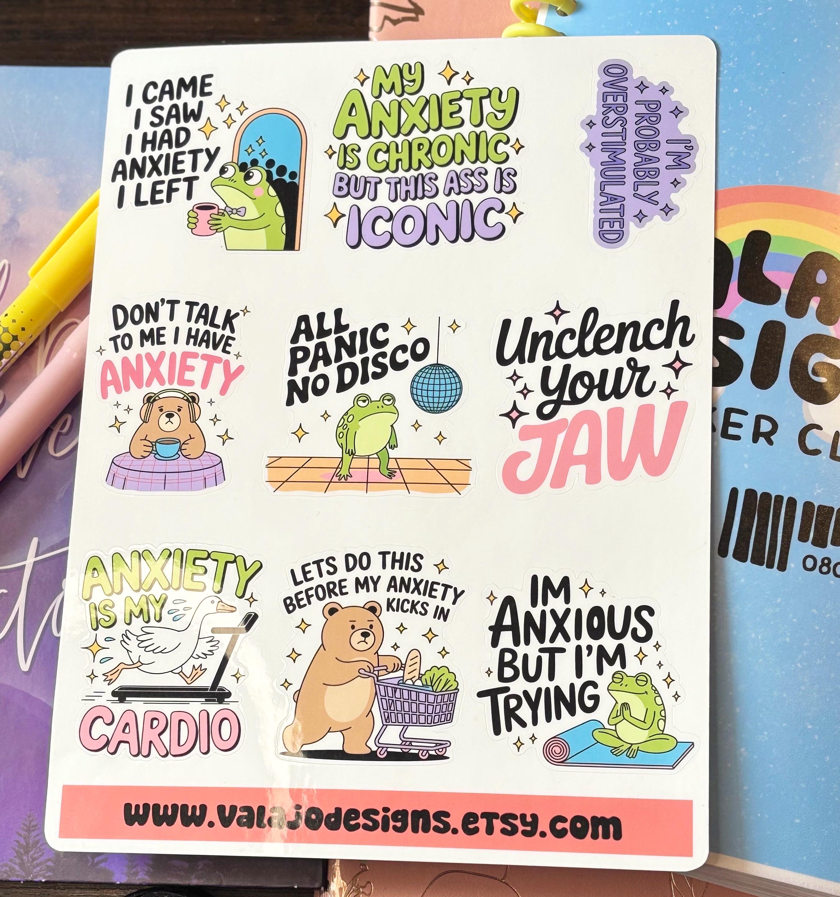 Anxiety Sticker Sheet, Funny Mental Health Meme Decals - Etsy