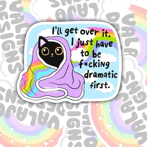 Dramatic Cat Waterproof Sticker - Laptop, Water Bottle Decal