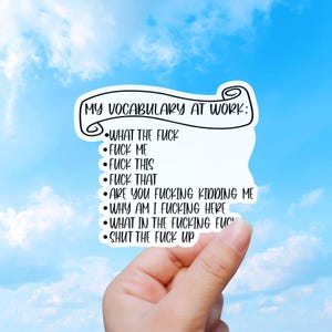 Funny Work Sticker, Office Humor Sarcastic Vocabulary Decal