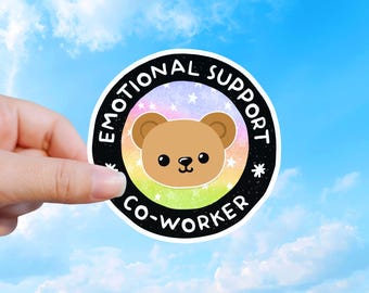 Pegatina de apoyo emocional para compañeros de trabajo, divertida pegatina de oso para la oficina