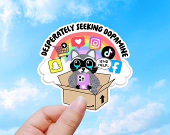 Funny Raccoon Sticker, Social Media Humor Vinyl Decal Gift