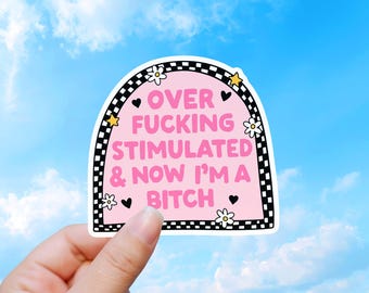 Funny Overstimulated Bitch Sticker, Sarcastic Waterproof Vinyl Decal