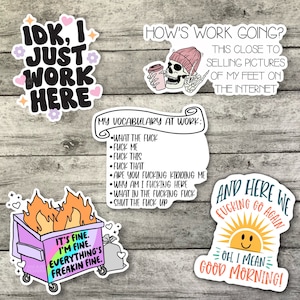 Funny Adult Work Sticker Bundle, Sticker Pack, Waterproof Sticker, Water Bottle Sticker, Kindle Sticker, Laptop Sticker, Valajo Designs