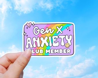 Aufkleber „Gen X Anxiety Club“, Retro-Aufkleber für psychische Gesundheit