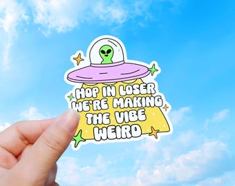 Sticker hop in perdant, sticker OVNI extraterrestre drôle