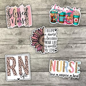 Paquete de pegatinas de enfermera, &quot;Mantén la cafeína&quot;, pegatinas impermeables, pegatinas para Hydroflask, pegatinas para botella de agua, pegatinas para portátil, Valajo Designs