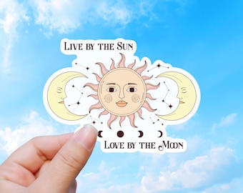 Celestial Sun Moon Sticker, Boho Spiritual Quote Decal