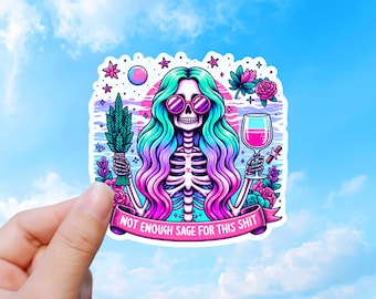 Witziger Hexen-Skelett-Aufkleber, spirituelles Geschenk mit schwarzem Humor, frecher Vinyl-Aufkleber