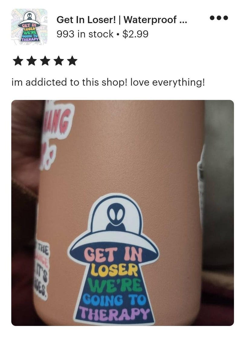 Funny Alien Sticker, Therapy Humor UFO Mental Health Decal image 3