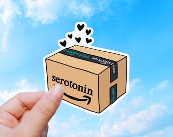 Funny Anxiety Sticker, Emotional Support Serotonin Package Vinyl Decal