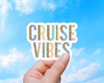 Waterproof Vinyl Sticker, Cruise Vibes, Leopard Print Accents, Travel Decor