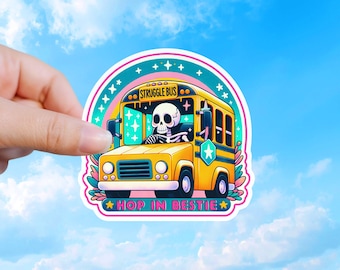Divertida pegatina de autobús de la lucha, calcomanía de vinilo con humor de esqueleto y caos