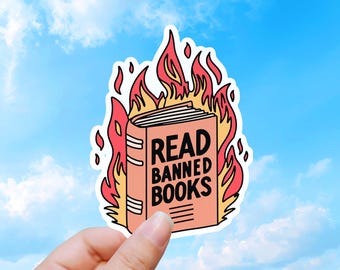 Read Banned Books Sticker, Book Lover Freedom Reading Decal