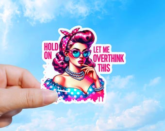 Sticker overdenken, grappige angststicker voor denkers