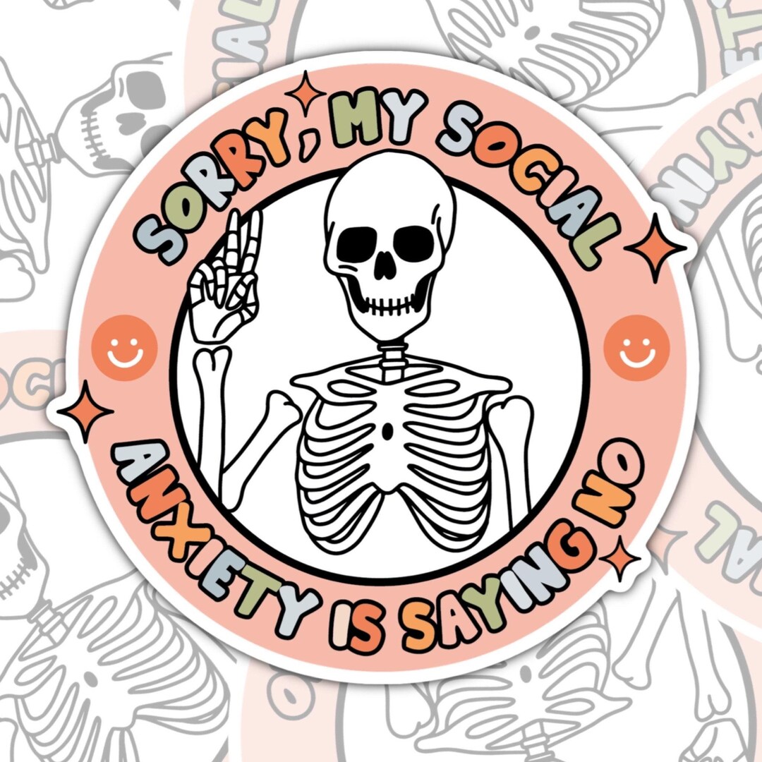 Social Anxiety Skeleton Sticker - Funny Waterproof Laptop Decal - Etsy