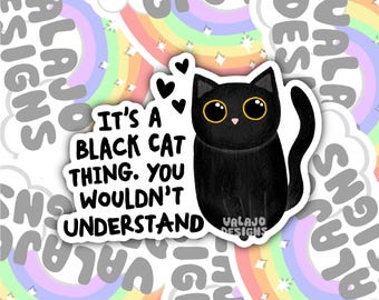 Pegatina impermeable de gato negro: regalo para amantes de los gatos