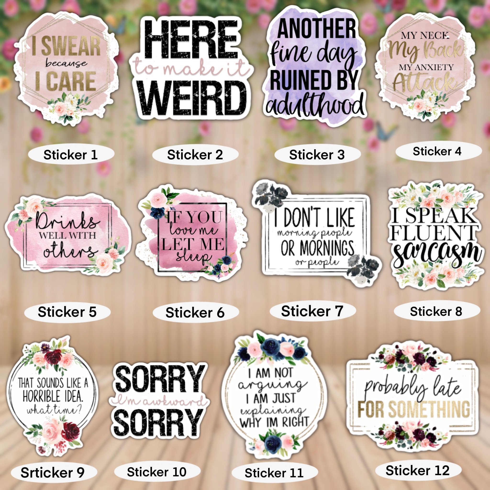 Funny Adult Humor Stickers Waterproof Stickers Water Bottle