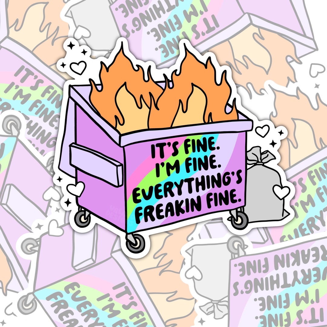 "It's Fine I'm Fine" Dumpster Fire Plush - Humorous Stress Relief Gift For Office Desk Decor