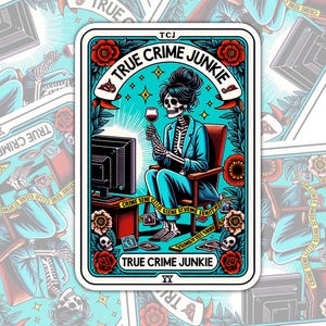 True Crime Junkie Tarot Card Sticker - Waterproof Laptop Decal