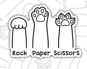 Rock, Paper, Scissors, Cat Lovers, Waterproof Sticker, Hydroflask Sticker, Water Bottle Sticker, Stickers, Laptop Sticker, Valajo Designs