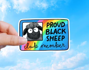 Proud Black Sheep Club Sticker, Rainbow ID Badge Decal, Funny Sarcastic Gift