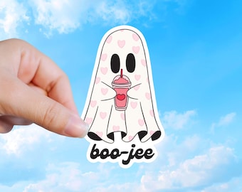 Pegatina de fantasma, pegatina de vinilo de Halloween Boojee Coffee