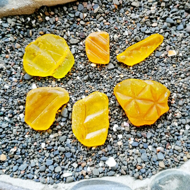 Bright yellow Sea glass Beach finds Unique Genuine Sea glass Etsy