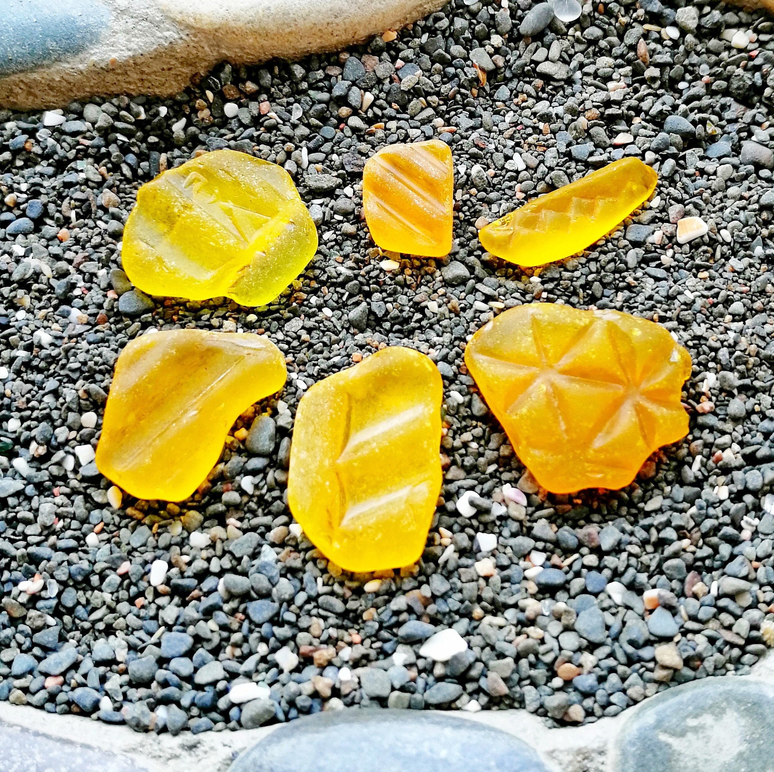 Bright yellow Sea glass Beach finds Unique Genuine Sea glass Etsy