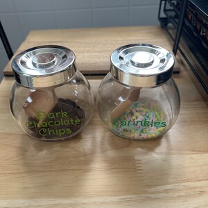 Small Kitchen Storage Jars, Kitchen Organization, Personalized Kitchen Decor, Small Glass Containers, Customized glass Storage Container