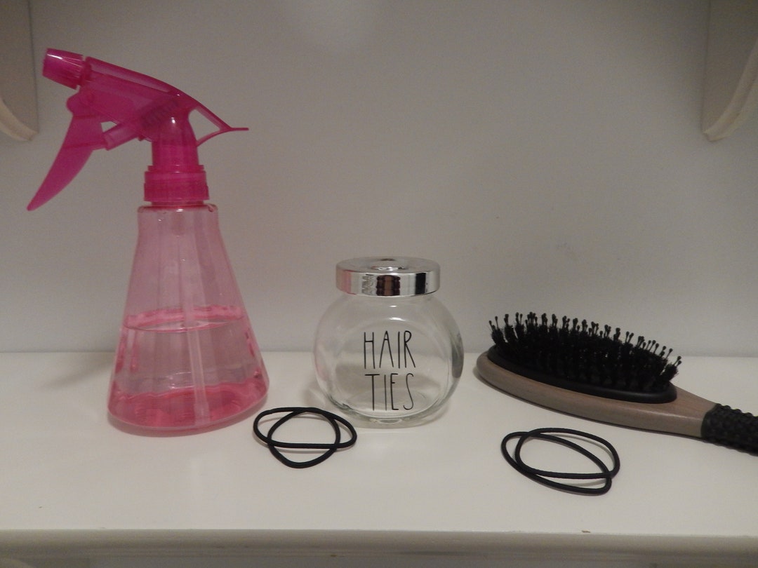 Rae Dunn Hair Ties Glass Jar Rae Dunn Take One Glass Jar: With 25 Clear Hair Ties Coils  main image 4