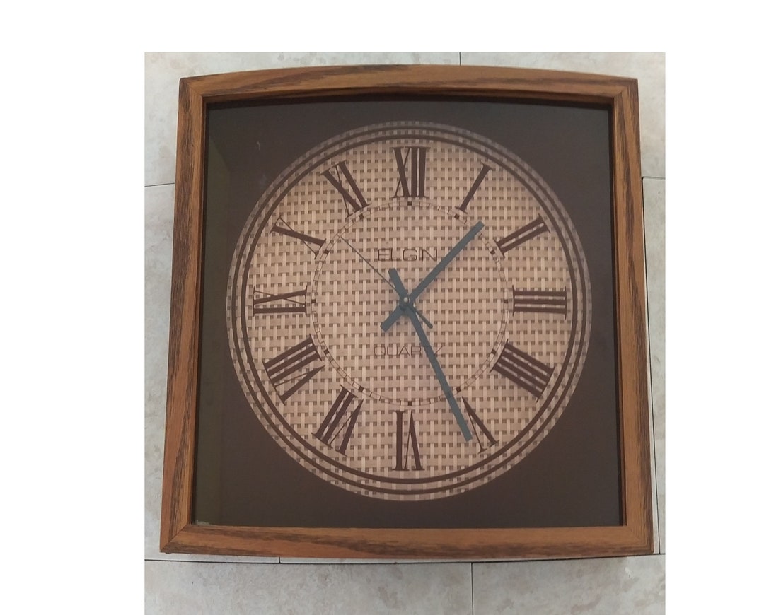 Vintage Elgin Wooden Quartz Wall Clock Etsy
