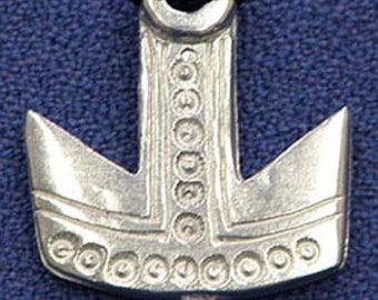 Thor's Hammer Necklace Men's Large Viking Norse God Thunder Mjölnir Pendant Asatru Religion Scandinavian Nordic Metal Pewter Silver Color
