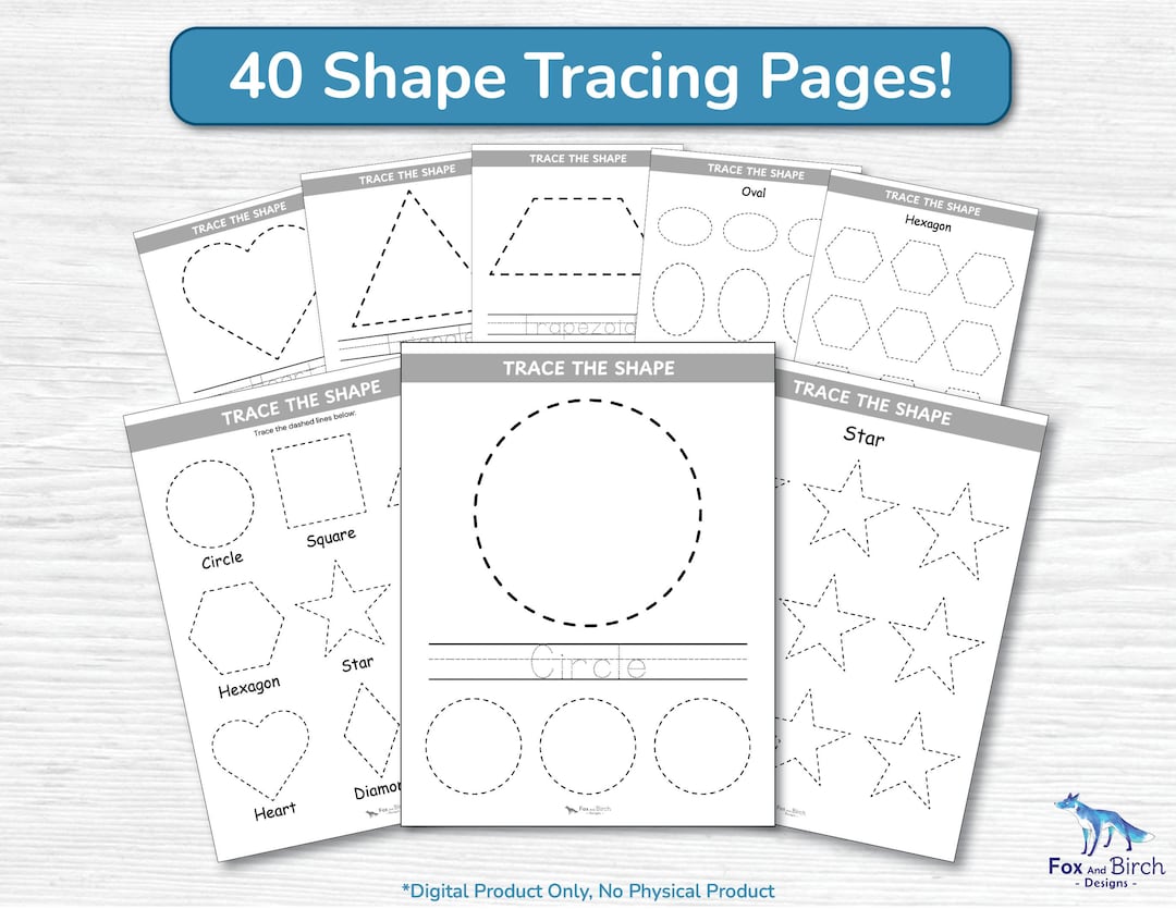 Preschool Geometric Shape Tracing Activity Worksheets / Printable Educational PDF / Presch