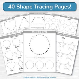 Schede didattiche per il tracciamento di forme geometriche per la scuola materna / PDF didattico stampabile / Apprendimento a casa per bambini in età prescolare, asilo nido e scuola materna