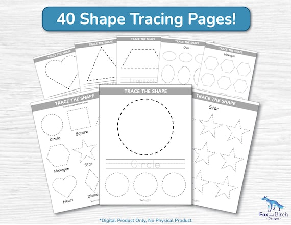 Preschool Geometric Shape Tracing Activity Worksheets / Printable Educational PDF / Preschool, Kindergarten, Toddler Homeschool Learning