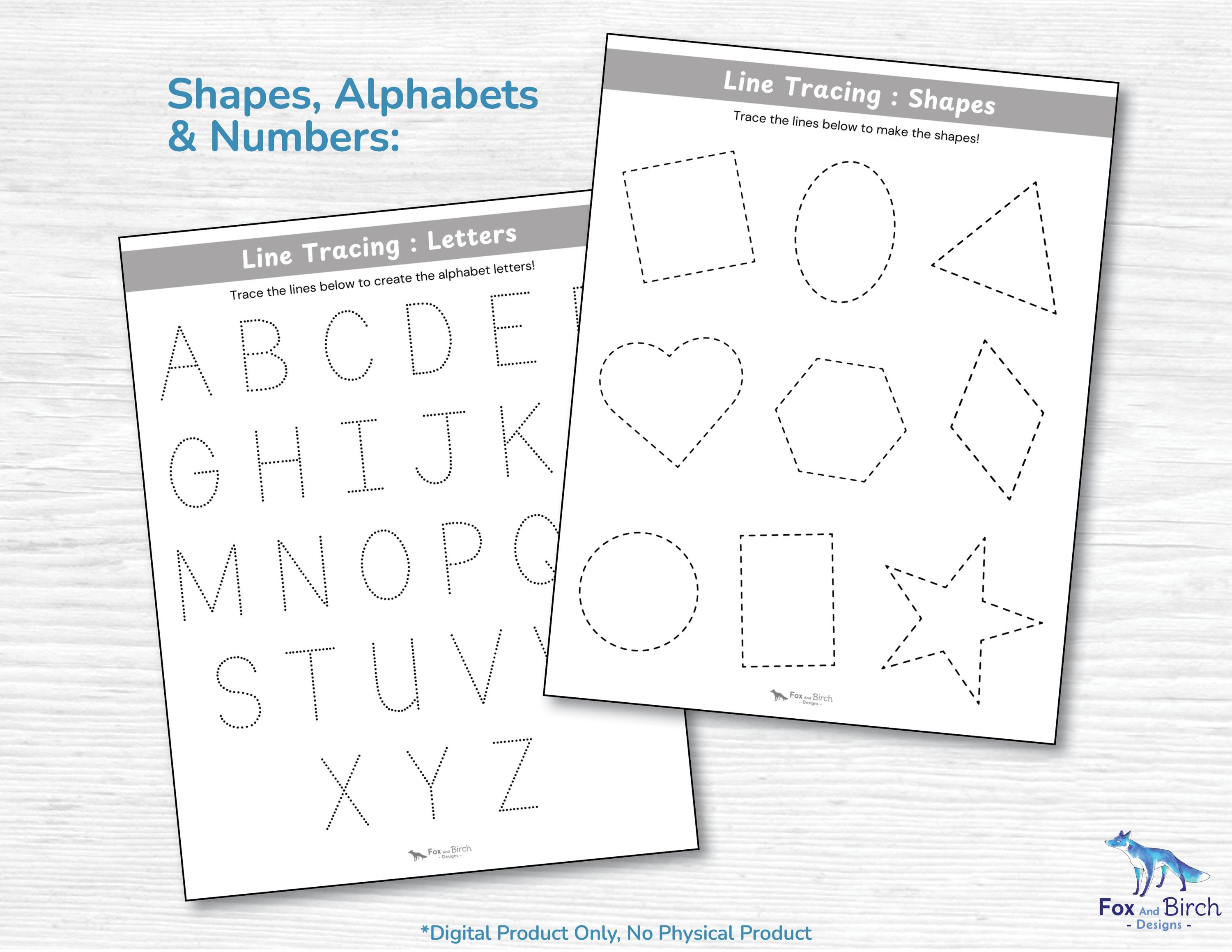 60 Preschool Line Tracing Practice Worksheets Bundle / Printable ...