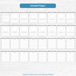 Werkbladen met geometrische vorm overtrekken voor kleuters / Afdrukbare educatieve pdf / Kleuterschool, kleuterschool, peuter thuisonderwijs afbeelding 5
