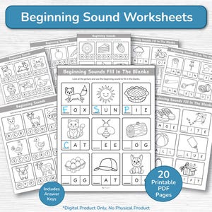 Fiches d'exercices sur les sons initiaux pour la maternelle et le CP / Pratique des sons initiaux des lettres / Coloriage et exercices à trous / Anglais
