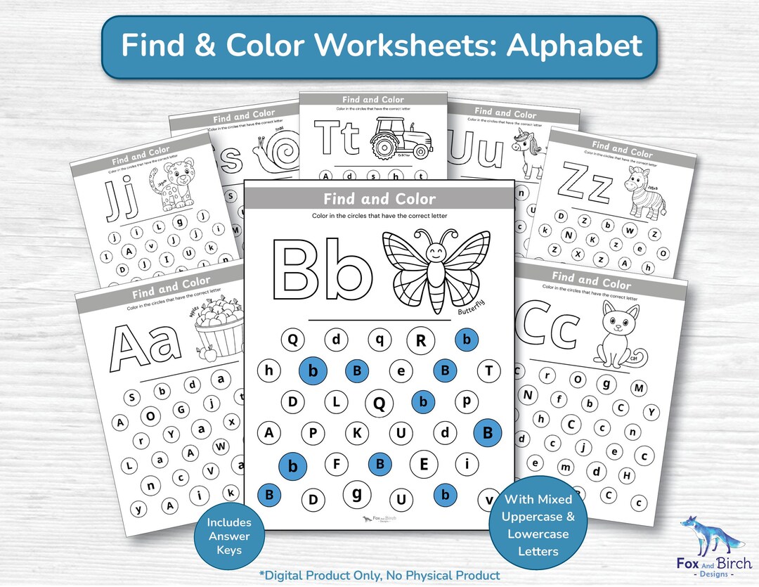 Find the Letter Kindergarten Preschool Alphabet Recognition Worksheet ...