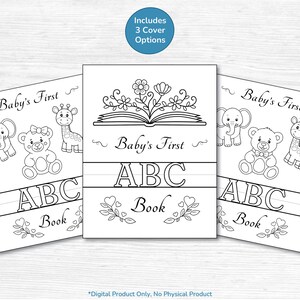 Blank ABC Alphabet Book Baby Shower Coloring Pages / Party Activity Drawing Game / Baby's First Printable A - Z / PDF Download image 3
