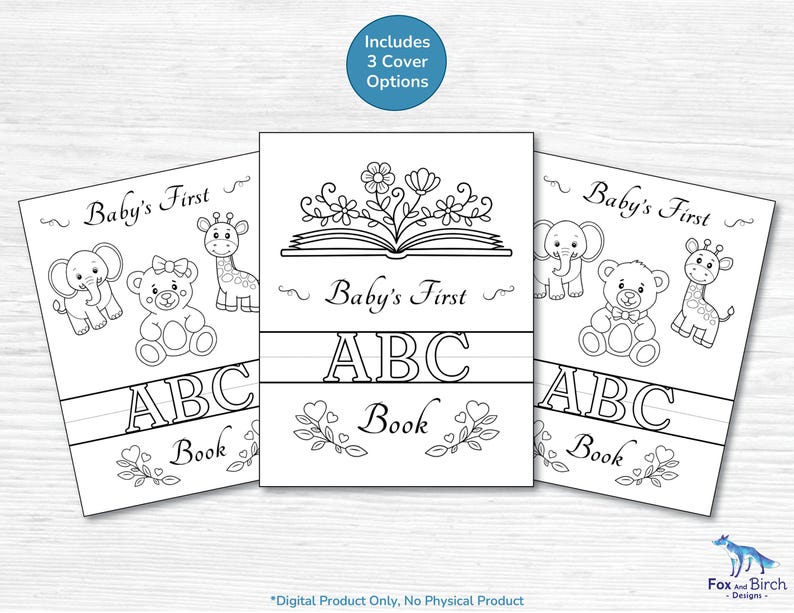 Blank ABC Alphabet Book Baby Shower Coloring Pages / Party Activity Drawing Game / Baby's First Printable A - Z / PDF Download image 3