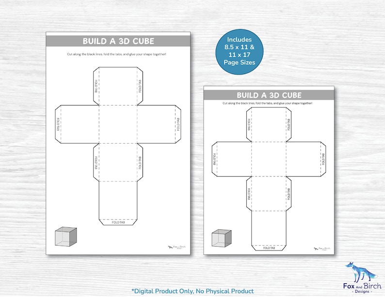 Printable 3d Geometric Shape Templates / Geometry Math, Cube, Cone, Pyramid, Prism, Cylinder / Build Paper Craft for Kids Activity Worksheet image 3