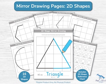 2D Shape Symmetry Activity Worksheets / Mirror Drawing Activity / Early Math & Fine Motor Skills / Preschool and Kindergarten Printable